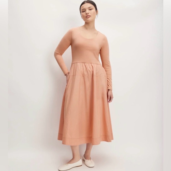 Everlane Riviera Long Sleeve Dress in Blush Pink Size L - Picture 3 of 15